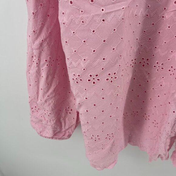 Women's Torrid Plus Size 3X Pink Eyelet Button Down Blouse - Picture 5 of 8